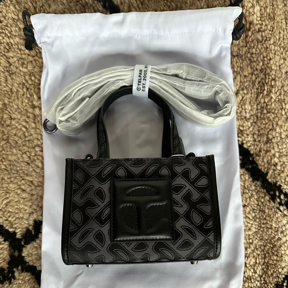 Telfar Jacquard Monogram Small Black Shopper NWT